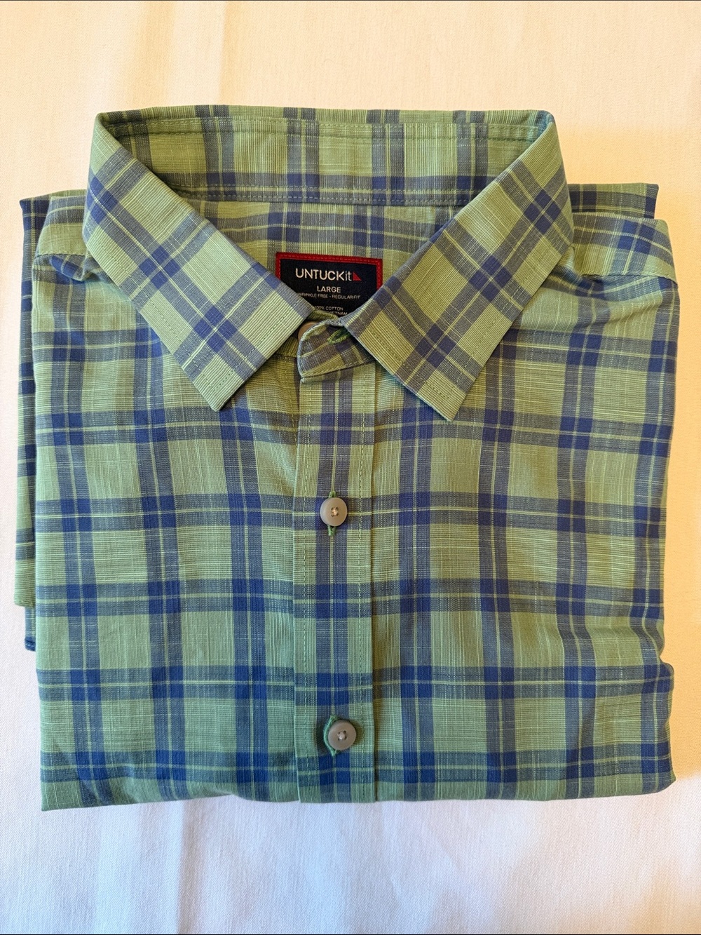 UNTUCKit Green and Blue Plaid Men’s Button-Down Shirt